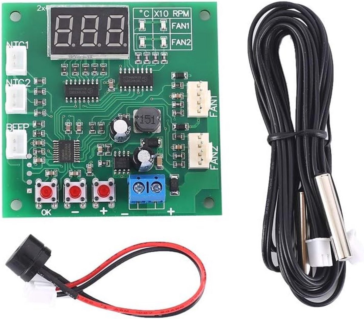 PWM Temperatuurregelaar voor 12V 24V 48V 2 Kanaals Ventilator met Display
