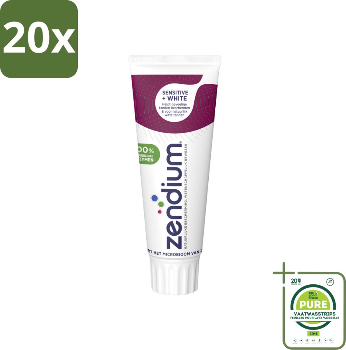 20 x Zendium - Tandpasta - Sensitive+ White - 75 ml - Grootverpakking - Gevoelige Tanden - Tandpasta - Natuurlijke Whitening - Mondverzorging - Mondweerstand