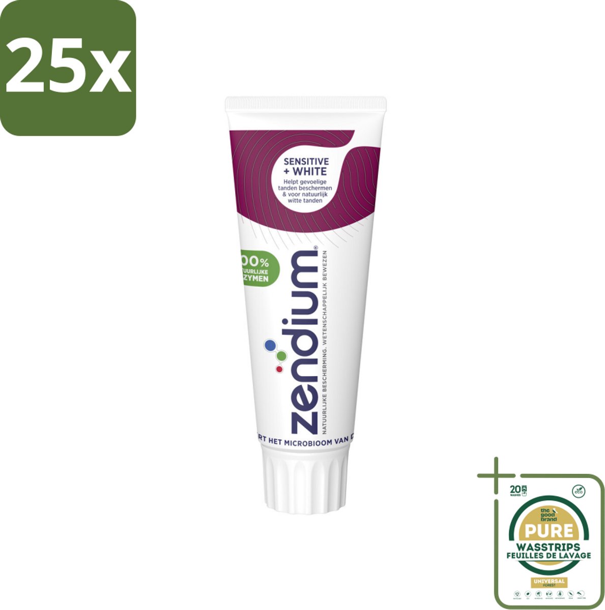 25 x Zendium - Tandpasta - Sensitive+ White - 75 ml - Grootverpakking - Tandpasta - Sensitive+ White - Zendium - Tandpasta Sensitive - Tandpasta Voor Gevoelige Tanden