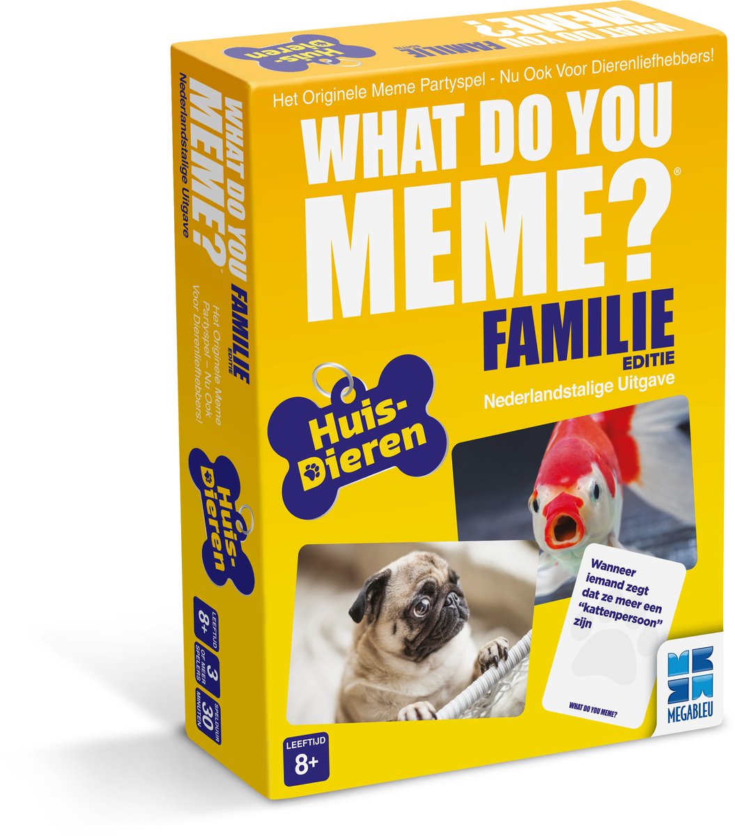 Megableu What do you meme? huisdieren - hilarisch kaartspel voor dierenliefhebbers - nederlandstalig partyspel - vanaf 8 jaar - memes met huisdieren