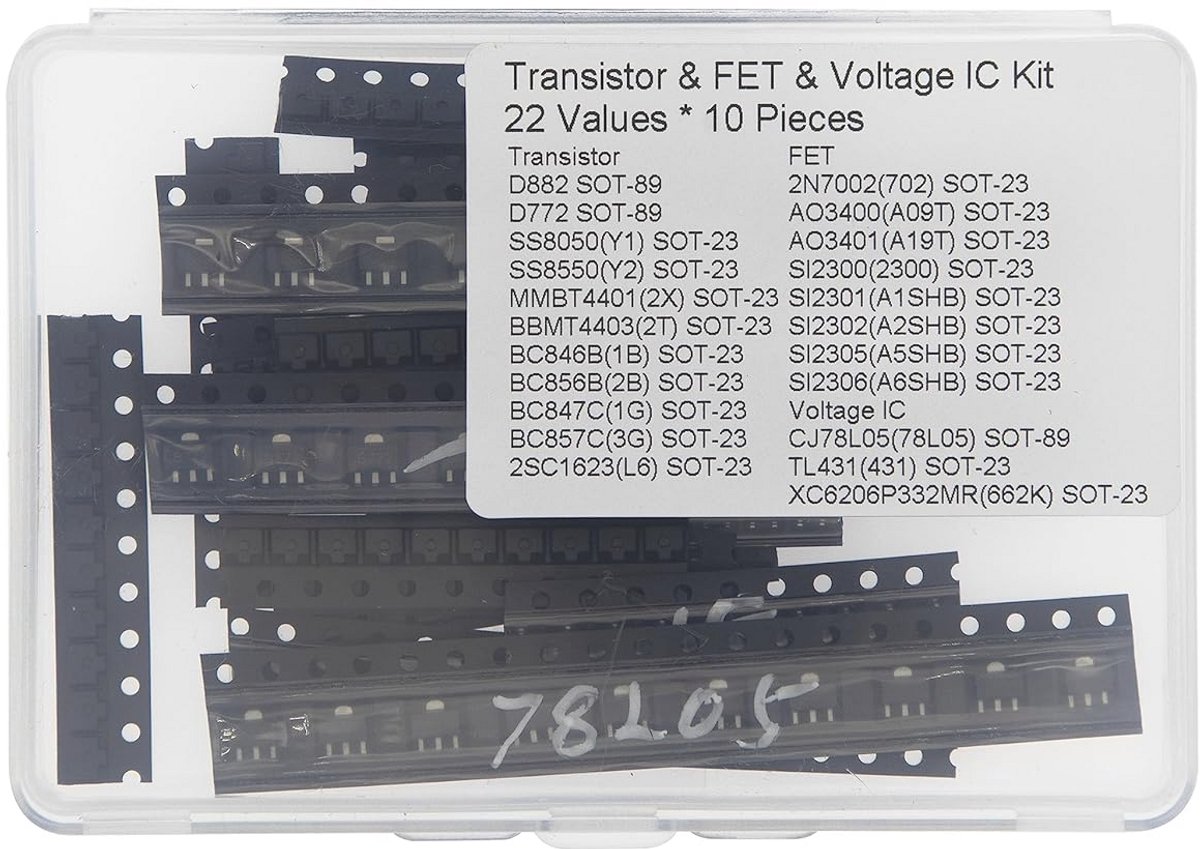SMD Transistor en FET Set - 22 Waarden, 10 Stuks per Type