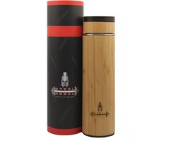 Steel Rebel - Bamboo Thermos Flask Stainless Steel Leak-proof with Tea Strainer 500 ml Environmentally Friendly BPA Free