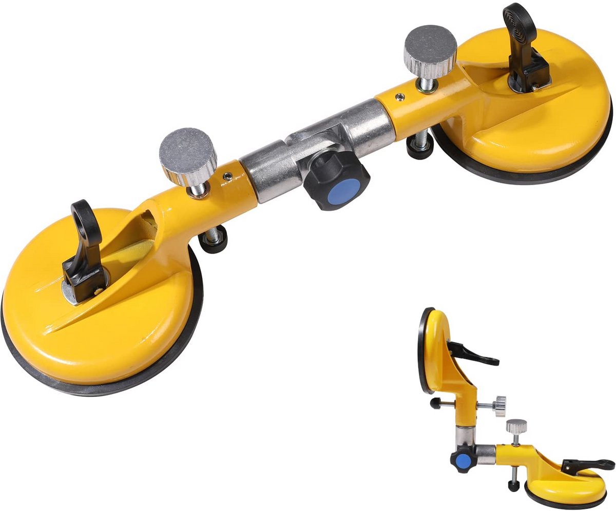 KATSU Verstelbare Stenen Naad Setter Zuignappen, Heavy Duty Dubbele Zuignappen 2x130 mm, 110 kg Laadvermogen, Aluminium Tegel Zuignap Lifter voor het verbinden van Egaliseren en Uitlijnen van Tegels
