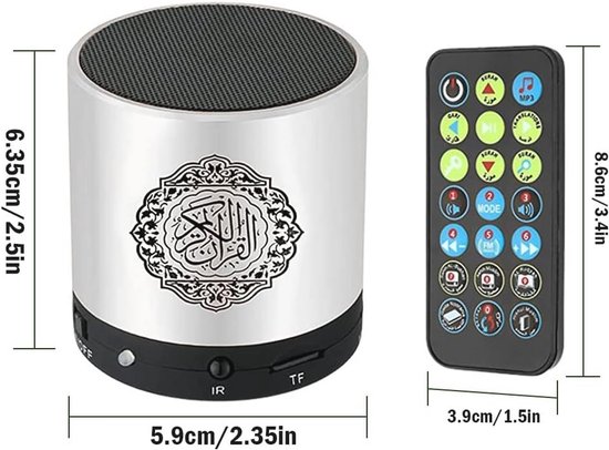 PRETYZOOM – Lecteur Audio Coran Portable Avec Haut-parleur – Batterie Longue Durée, Voyage, Ramadan – 8,5 X 5 X 2 Cm