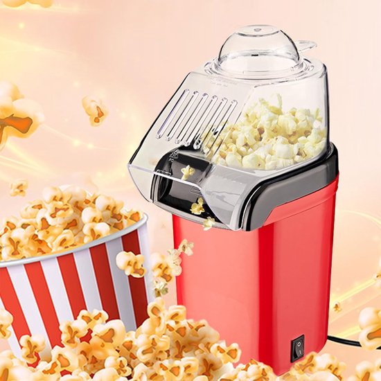 Popcorn Machine - Mini popcornmaker - Olievrije popcornmaker - Snelle popcorn - Automatische werking, handig voor thuisgebruik - Rood — afbeelding 4