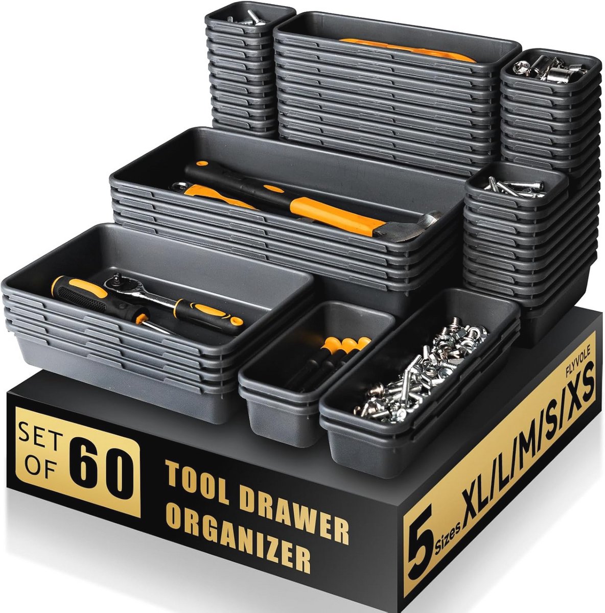 Tool Box Organizer Tray - Desk Drawer Organizer voor Gereedschap (60 Stuks)