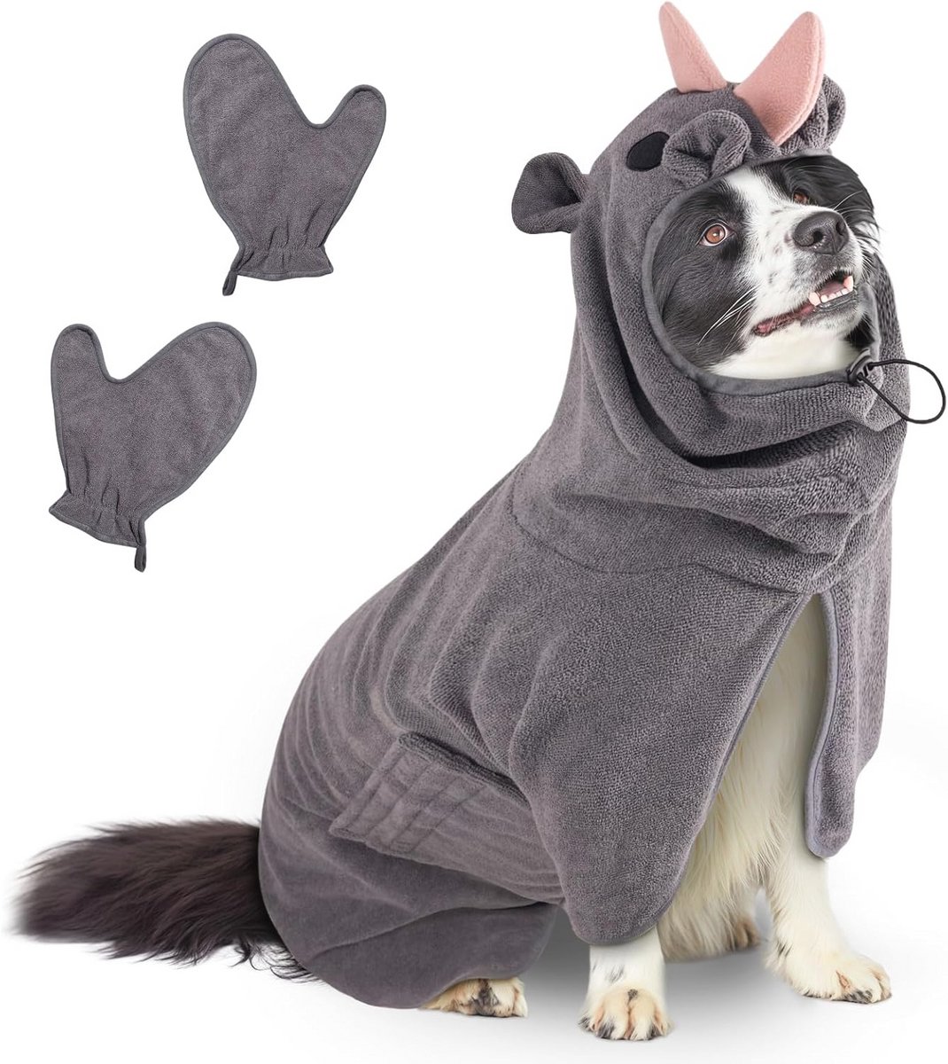 Sneldrogende Badjas voor Honden - Absorberende Microvezel Badhanddoek met Verstelbare Pasvorm