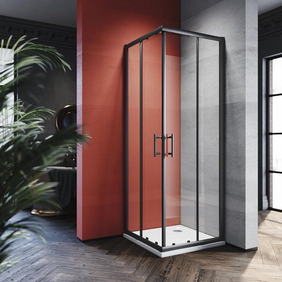 Zwarte Douchecabine zonder Douchebak 90 x 120 cm - Hoekinstap met
