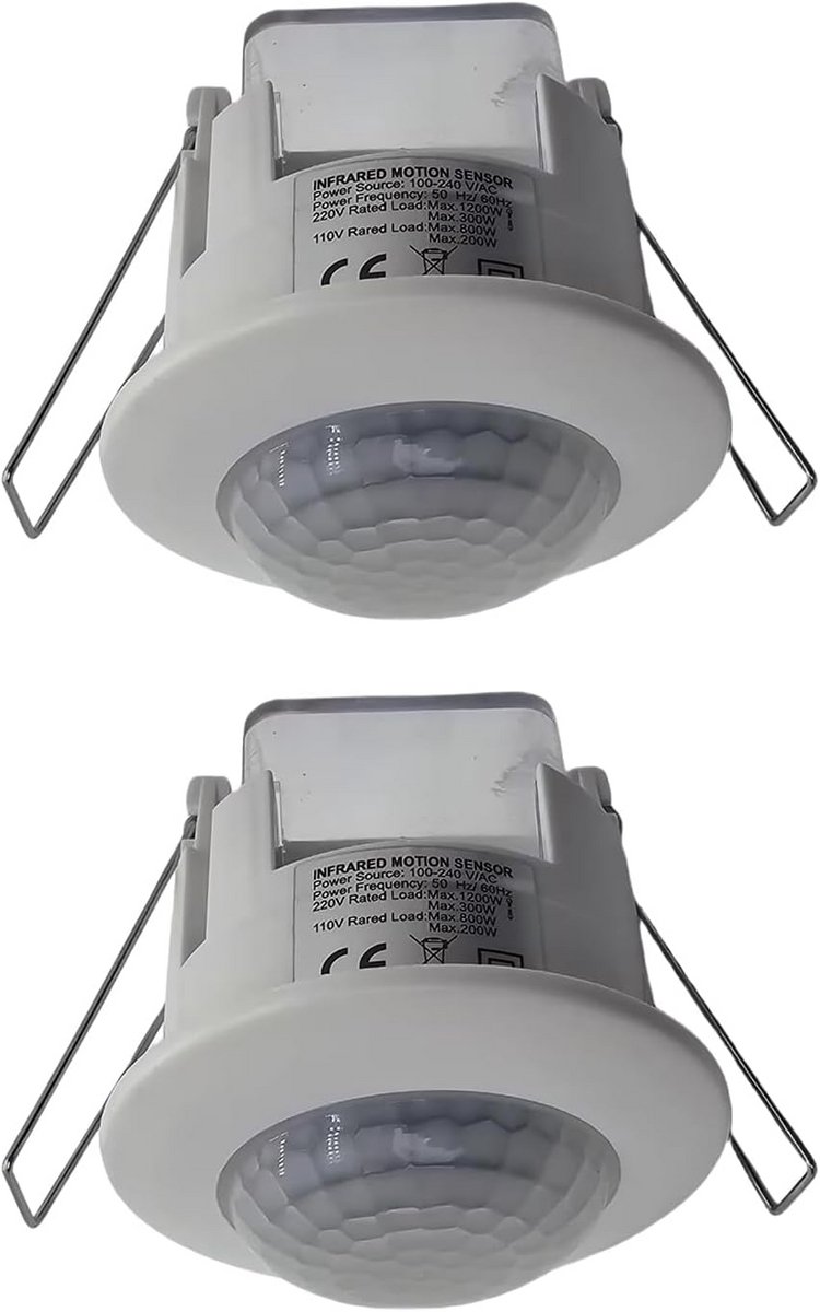 PIR Bewegingssensor voor Plafondmontage met Ingebouwde Infrarood- en Aanwezigheidssensor – 360° Detectie, Instelbare Timer en Gevoeligheid, Geschikt voor LED