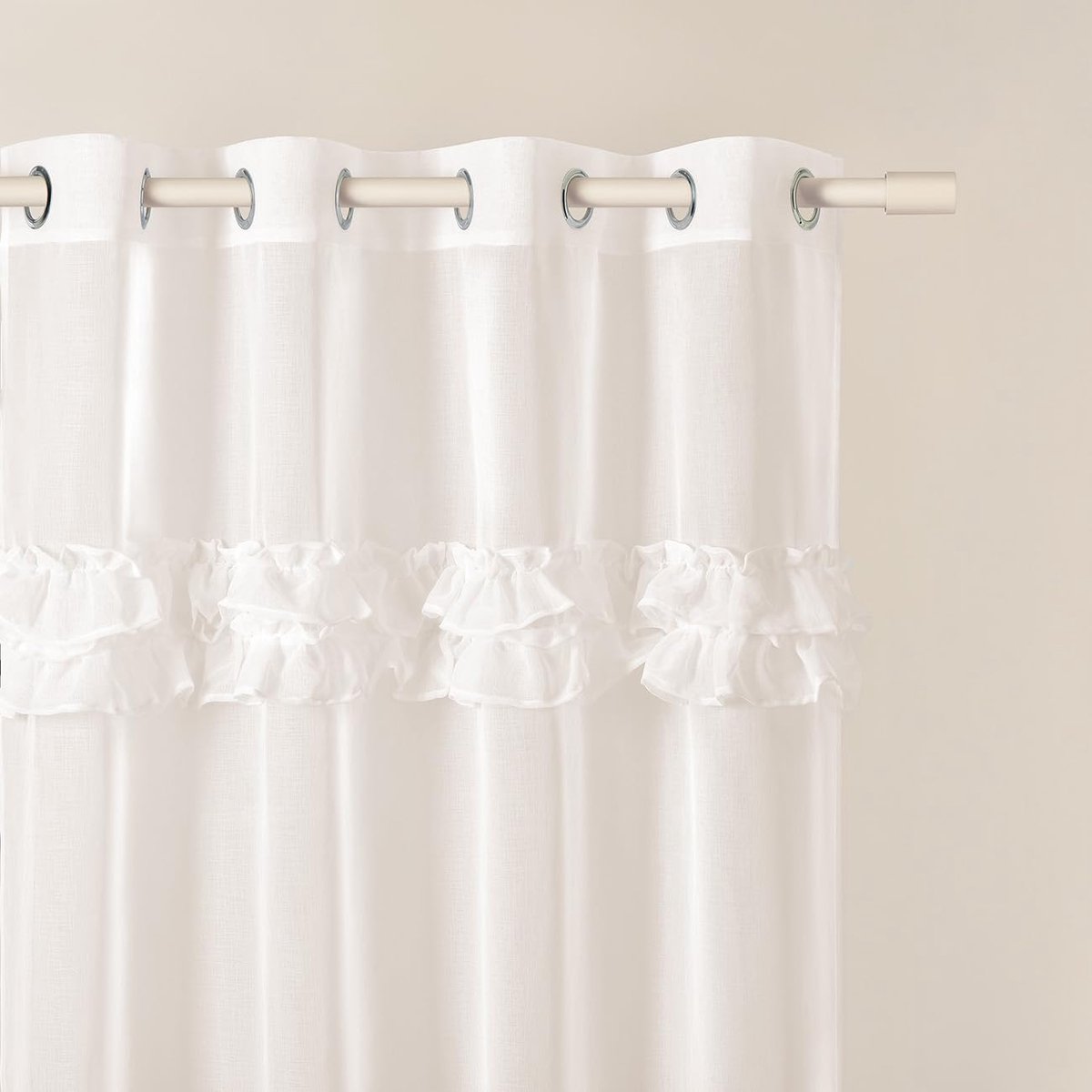 Unyqoos 140X280 Crème Gordijn met Ruches en Oogjes voor Elegante Woon- en Slaapkamer