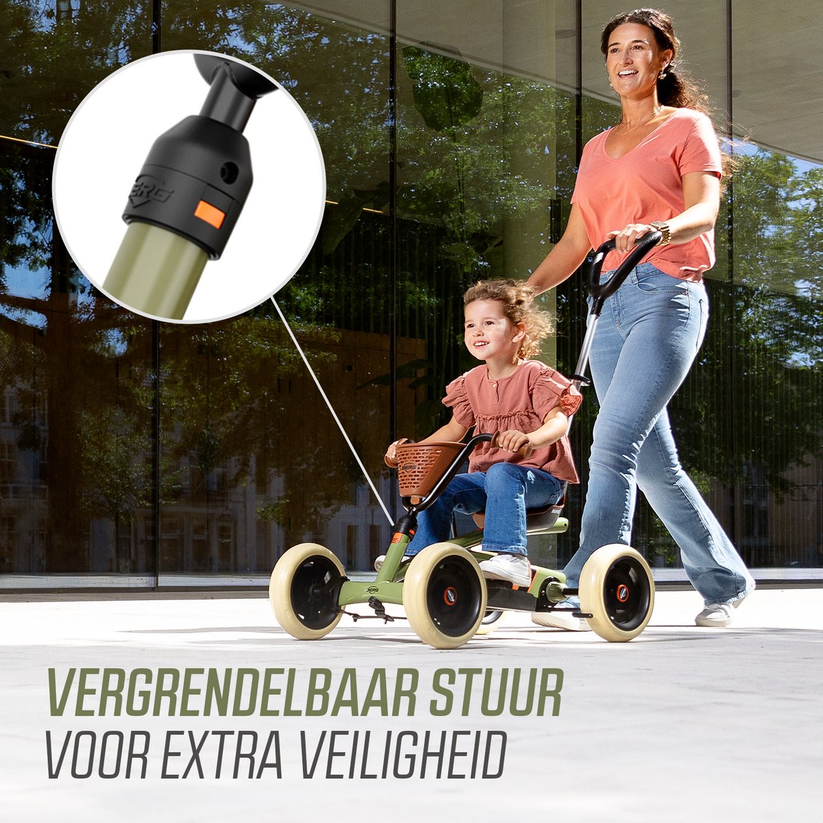 BERG Buzzy 2-in-1 Retro Skelter - 2+ jaar - Verstelbare Stoel - Veilige en Stabiele Wegligging - Groen - incl. duwstang — afbeelding 3