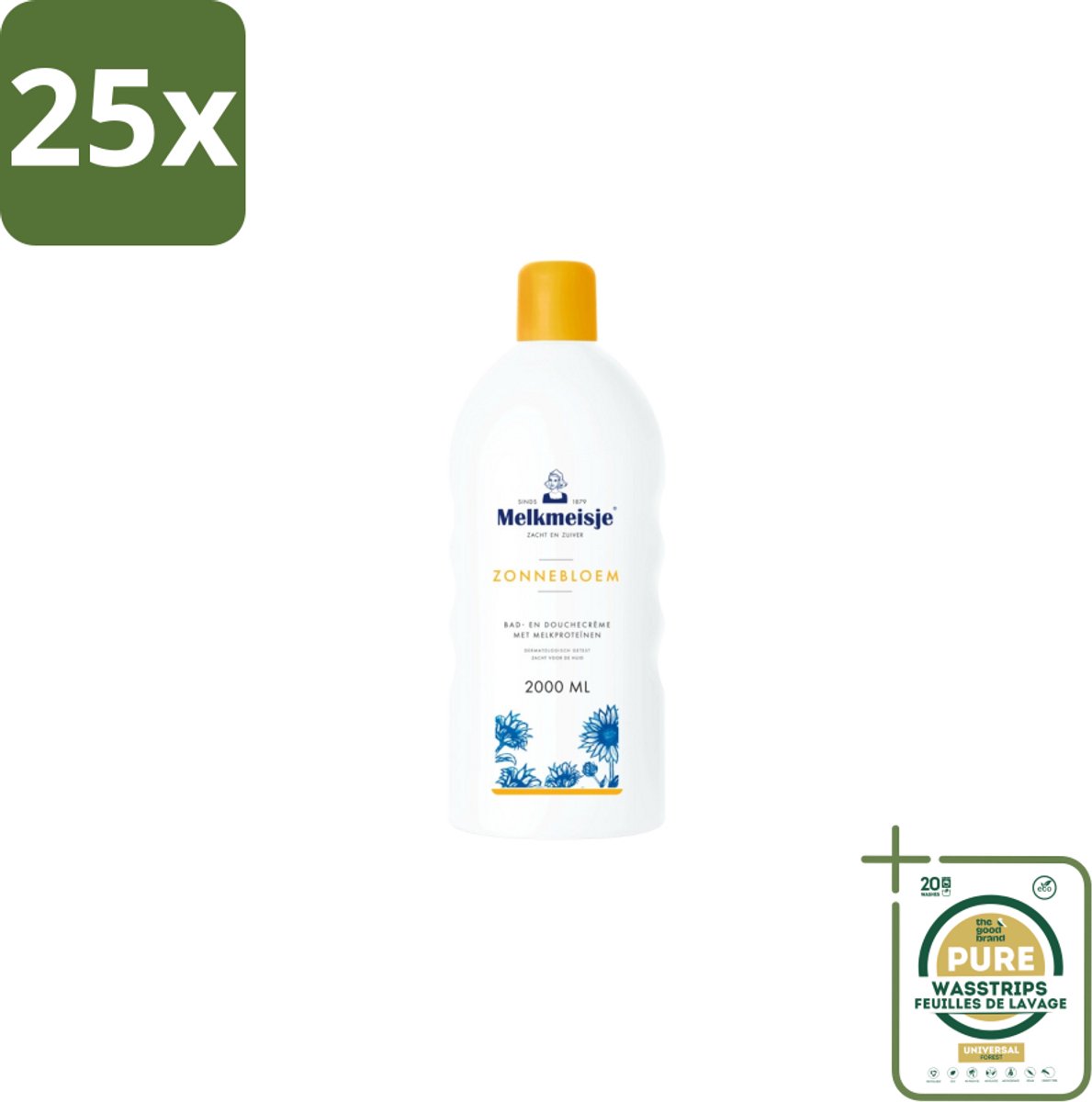25 x Melkmeisje – Bad & Douchecrème – Zonnebloem – 2000 ml - Grootverpakking - Koffiezetapparaat