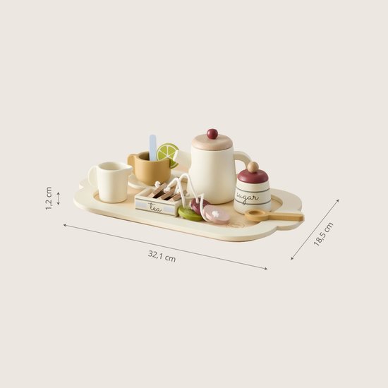 Service à Thé en Bois Petite Amélie - 19 Pièces - Noisette
