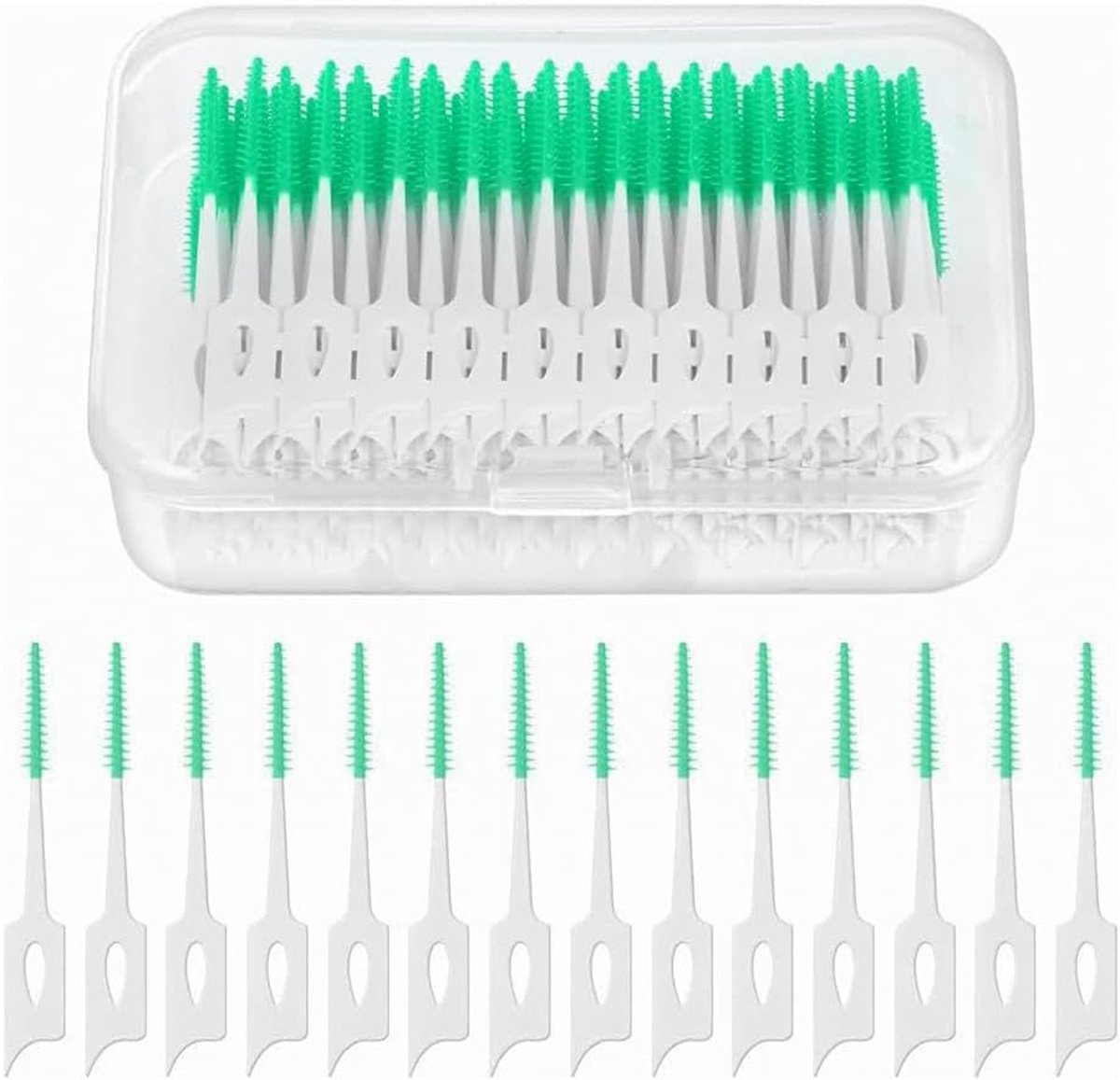 Cocoplus -Interdentale rager - tandenborstel - siliconen - zacht rubber - reinigingsborstel - zachte borstel - geschikt voor orthodontie - groen - 220 stuks - dual-purpose - mondhygiëne - draagbaar