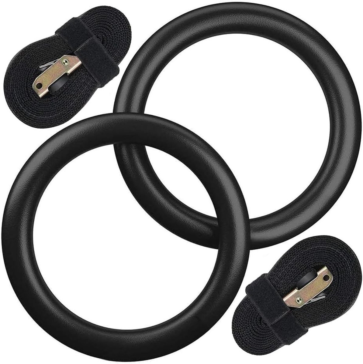 MK Stoer -Olympische Ringen - Gymnastiekringen - Kracht Fitness Training - Pull Ups - Fitness - Geschikt voor Kracht Training - 2 STUKS - Gym - Meerkrachtig - Zwart