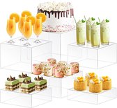 GOURDBRO Taartstandaard, 6 stuks, taartstandaard, voedselrisers voor buffet, buffet, acryl buffetstandaard, herbruikbare displayorganizer voor bruiloften, verjaardagen, feesten, cupcakes (wit, 7,5