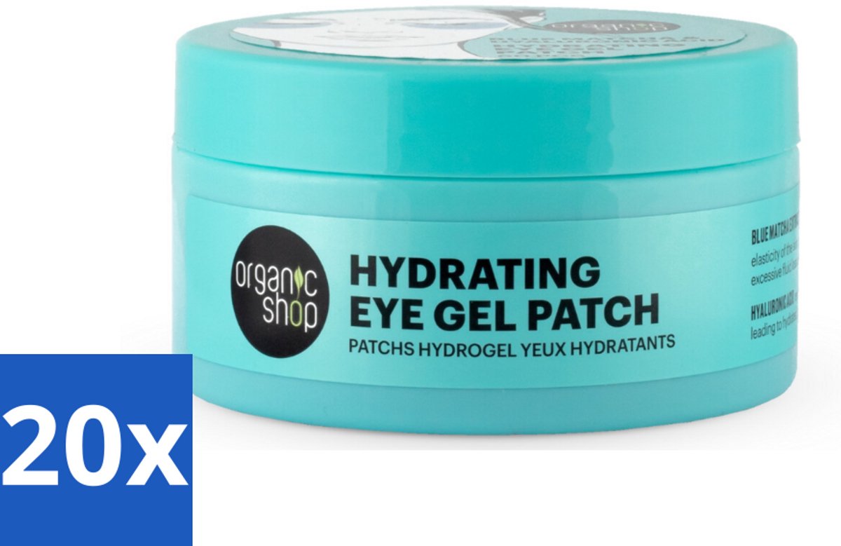 20 x Organic Shop - Eye Gel Patch Blue Matcha & Hyaluronic Acid - Verfrissend en Hydraterend - 60 Patches - Oogverzorging - Hydratatie - Oogpatches - Matcha - Hyaluronzuur