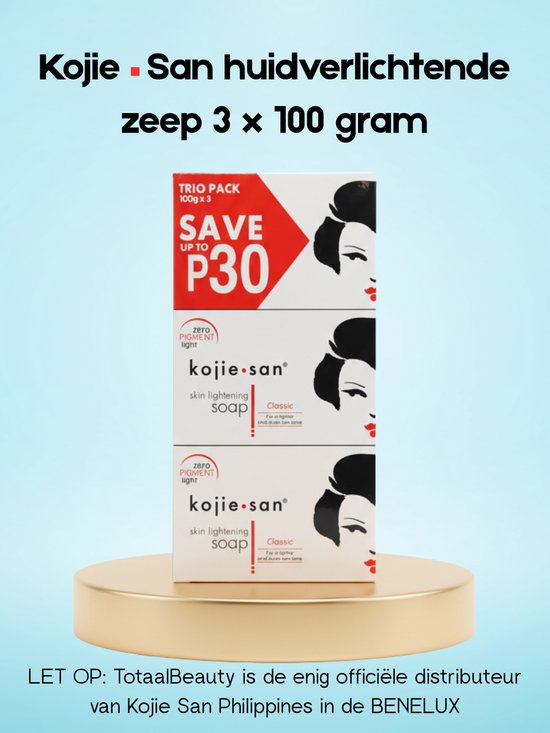 Kojie San skin lightening - Zeep 3 x 100 gram - Tegen pigmentvlekken - Egale huid