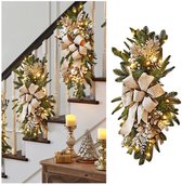 SHJOEE Kerstslinger Flocking Fir Garland Kunstmatige Sneeuw Kerstslinger met Dennenappels Kerstkrans Kerstversiering voor Deuren, Ramen, Haard, Trappen, Werf, Binnen en Buiten (1,8M