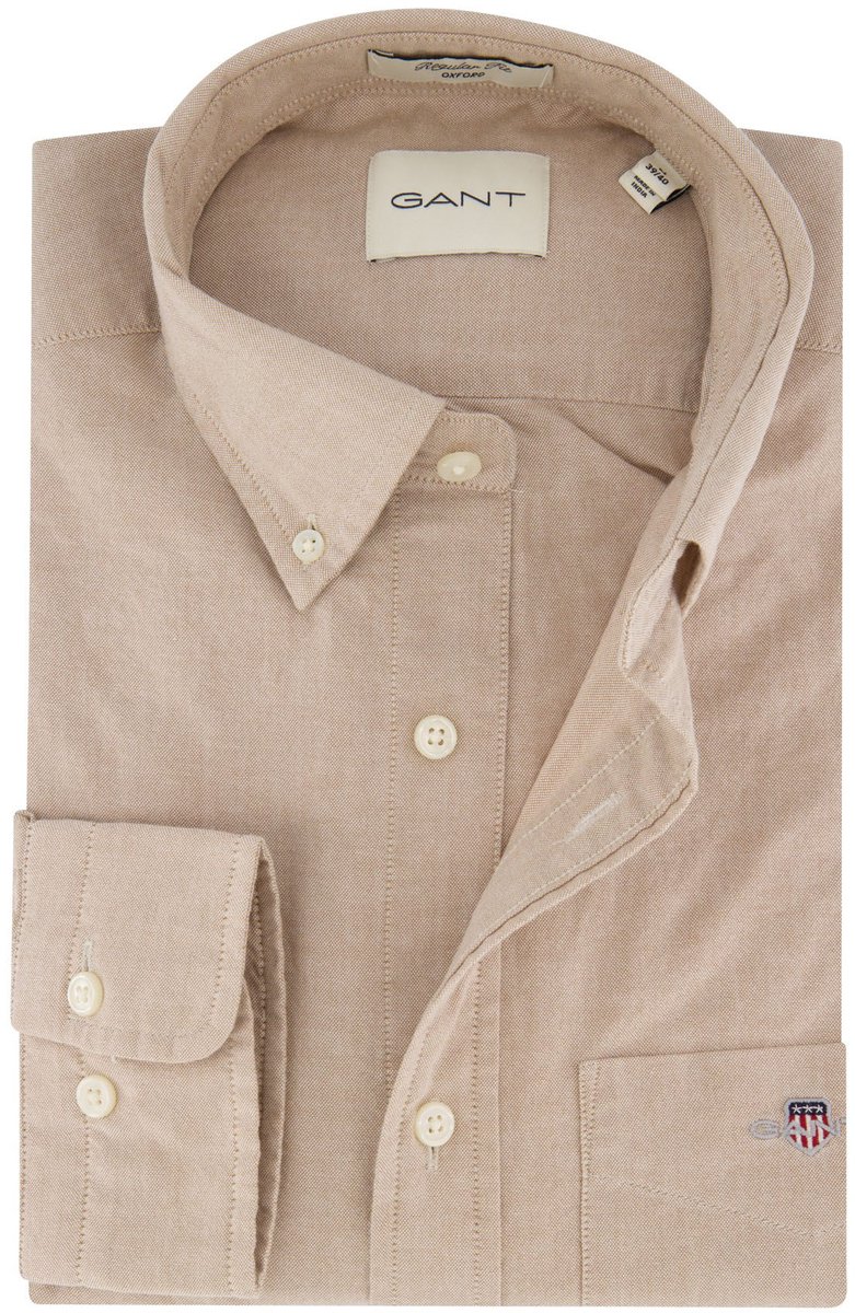 Gant casual overhemd regular fit beige katoen