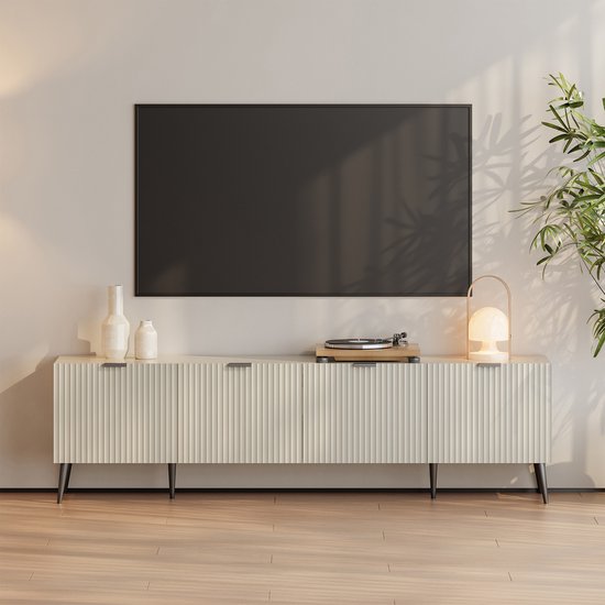 Meuble TV Nand 180x35x51 cm couleur avoine [en.casa]