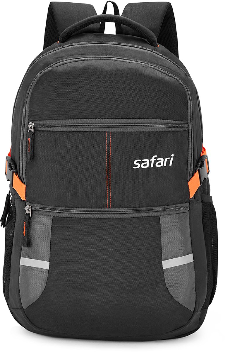 Safari Omega 30L Laptoprugzak met Regenhoes - 30L - Spatwaterdicht - 15.6 inch Laptopvak - Schooltas - Rugtas Heren Dames Jongens Meisjes - Zwart