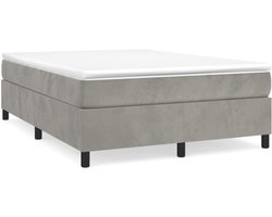 vidaXL - Boxspring - bed - 140x200 - cm - fluweel - lichtgrijs