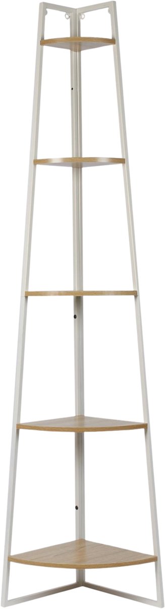 Home Deco Factory Wandrek staand - hoek - 5 plankjes - boekenplank - 34,5 x 180 cm - planken - woonkamer meubels