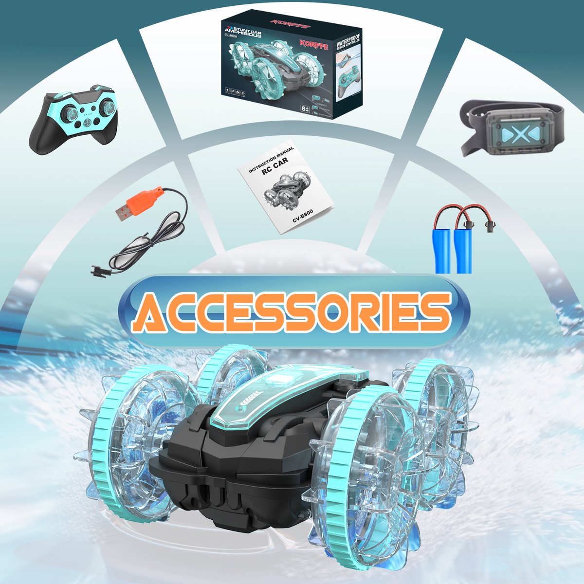 Korffe Bestuurbare Auto - RC Auto - Waterdicht – Rc voor Buiten - Race Auto Afstandsbestuurbare – Met Extra Accu-Buitenspeelgoed — afbeelding 7