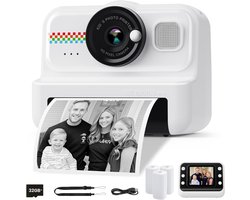 Instant Kinderfotocamera, HD/1080P Instantcamera voor Kinderen met 32G-Kaart en Printpapier, Kinderfotocamera Leuk Speelgoedcadeau voor Kinderen van 3 tot 12 Jaar