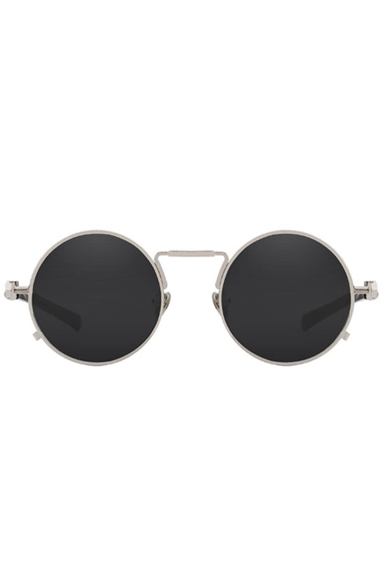 KIMU Ronde Zonnebril Hipster - Zilver Montuur Rond - Zwarte Glazen - Vintage Retro Hippie Zilveren Brilletje Sixties Seventies Festival van KIMU — afbeelding 3