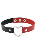 KIMU® Choker Zwart Rood Hartje - Pu Leer Collar Ketting Hart Halsband Duivel Sexy Halloween