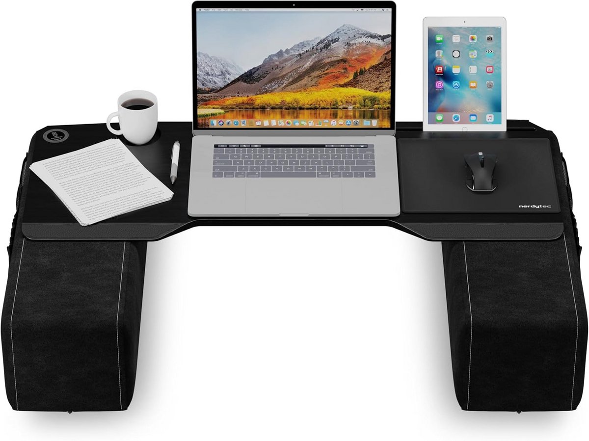 Ergonomische Lapdesk voor Notebook en Draadloze Apparatuur - Extra Brede Bankbureau met Kussens en Opbergruimte - Geschikt voor Bank en Bed