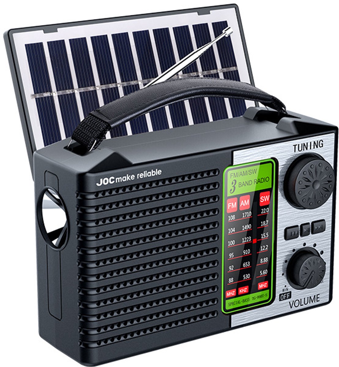Noodradio op zonne-energie - Noodpakket - Draagbare overlevingsradio - Zaklamp - TF-kaart - USB-flashdrive - Bluetooth