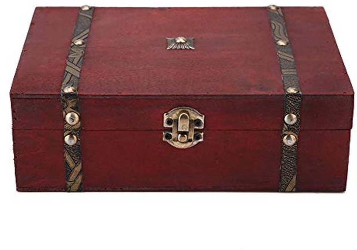 Vintage houten opbergdoos voor sieraden en decoratie