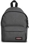 Donkergrijze Eastpak Orbit rugzak in denimlook met een voorvak en Eastpak logo.