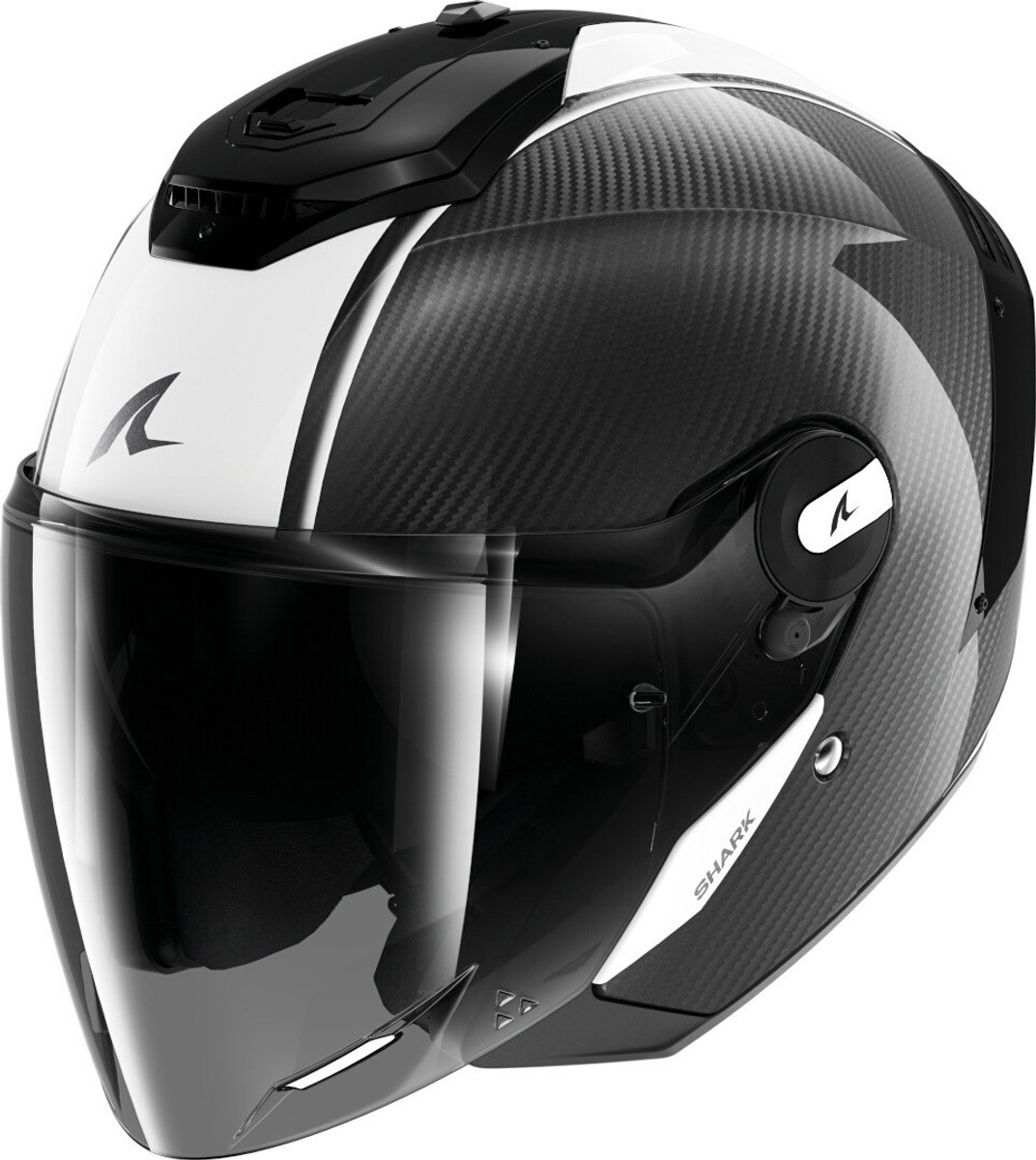 Shark RS Jet Carbon Skin Zwart Wit Jethelm - Helm
