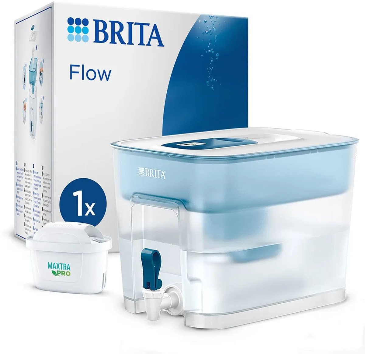 Bol.com BRITA - Waterfilterkan - Flow Cool - Waterfilter - Waterdispenser - 8.2L - Blauw - incl. 1 MAXTRA PRO ALL-IN-1 filterpat... aanbieding