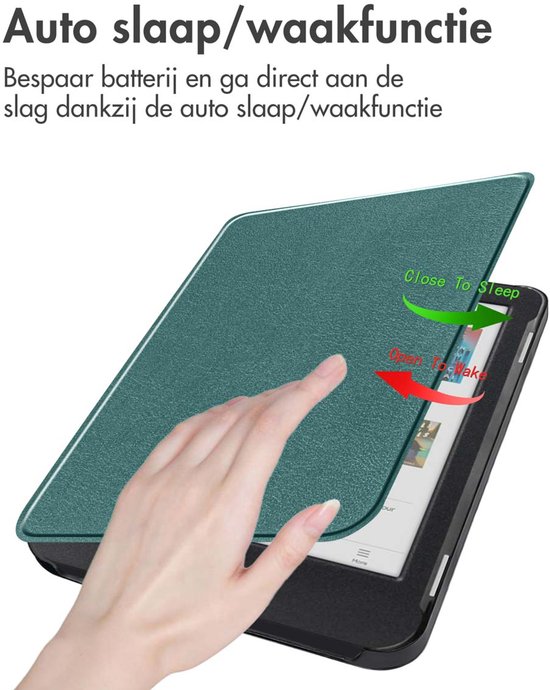 imoshion E-reader Hoesje - Geschikt voor Kobo Clara BW, Kobo Clara Colour - Slim Hard Case Sleepcover Bookcase - Donkergroen van iMoshion — afbeelding 2