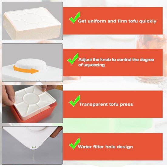 Tofu Pers en Voedselzeef - Verstelbare Knop voor Optimale Textuur en Smaak — afbeelding 4