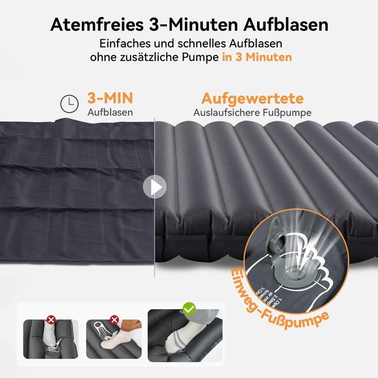 Famanu – Luchtbed voor 2 personen - 203 x 152 x 46 cm - opblaasbaar - inclusief pomp - extra dik - waterdicht — afbeelding 2
