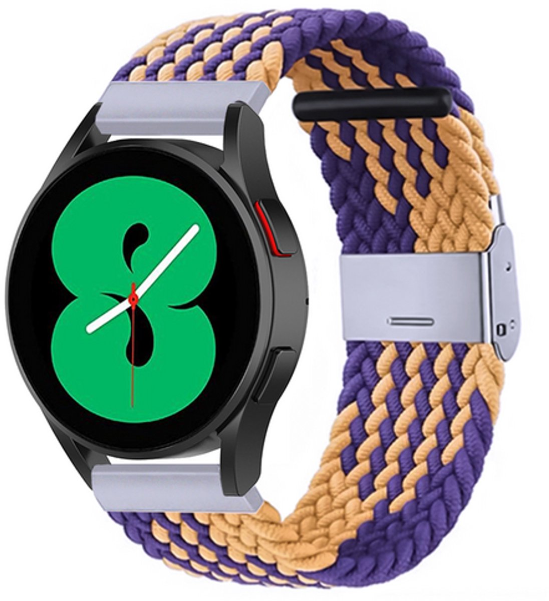 By Qubix - geschikt voor Huawei Watch 5 - 42mm - Braided nylon bandje - Oker / paars