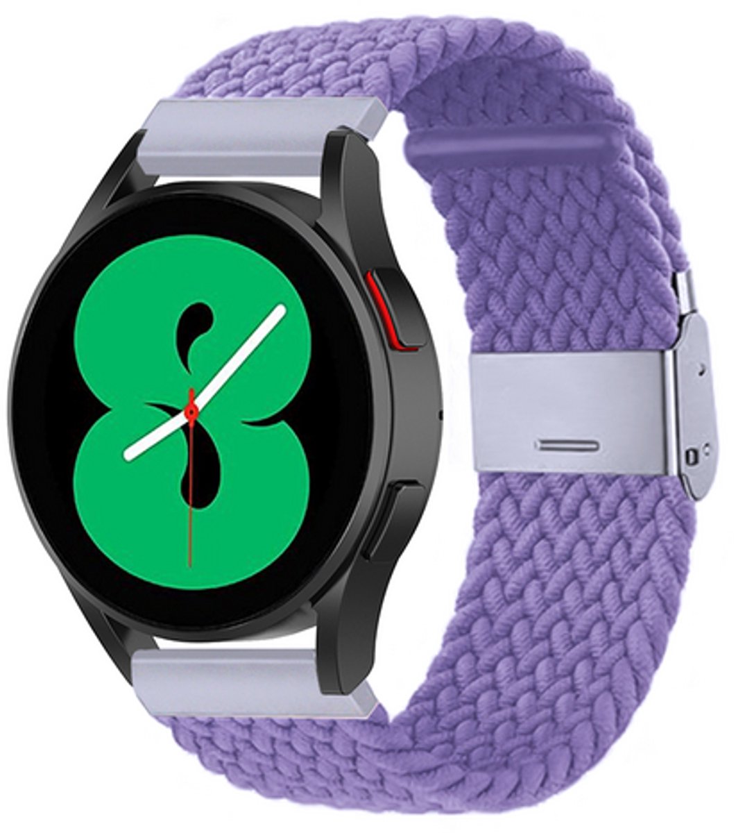 By Qubix - geschikt voor Huawei Watch 5 - 42mm - Braided nylon bandje - Paars