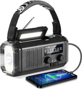 YONO Noodradio Solar Opwindbaar - Batterij Oplaadbaar 10.000mAh - Powerbank Zonneenergie - Draagbare Radio - Zaklamp - Survival Noodpakket