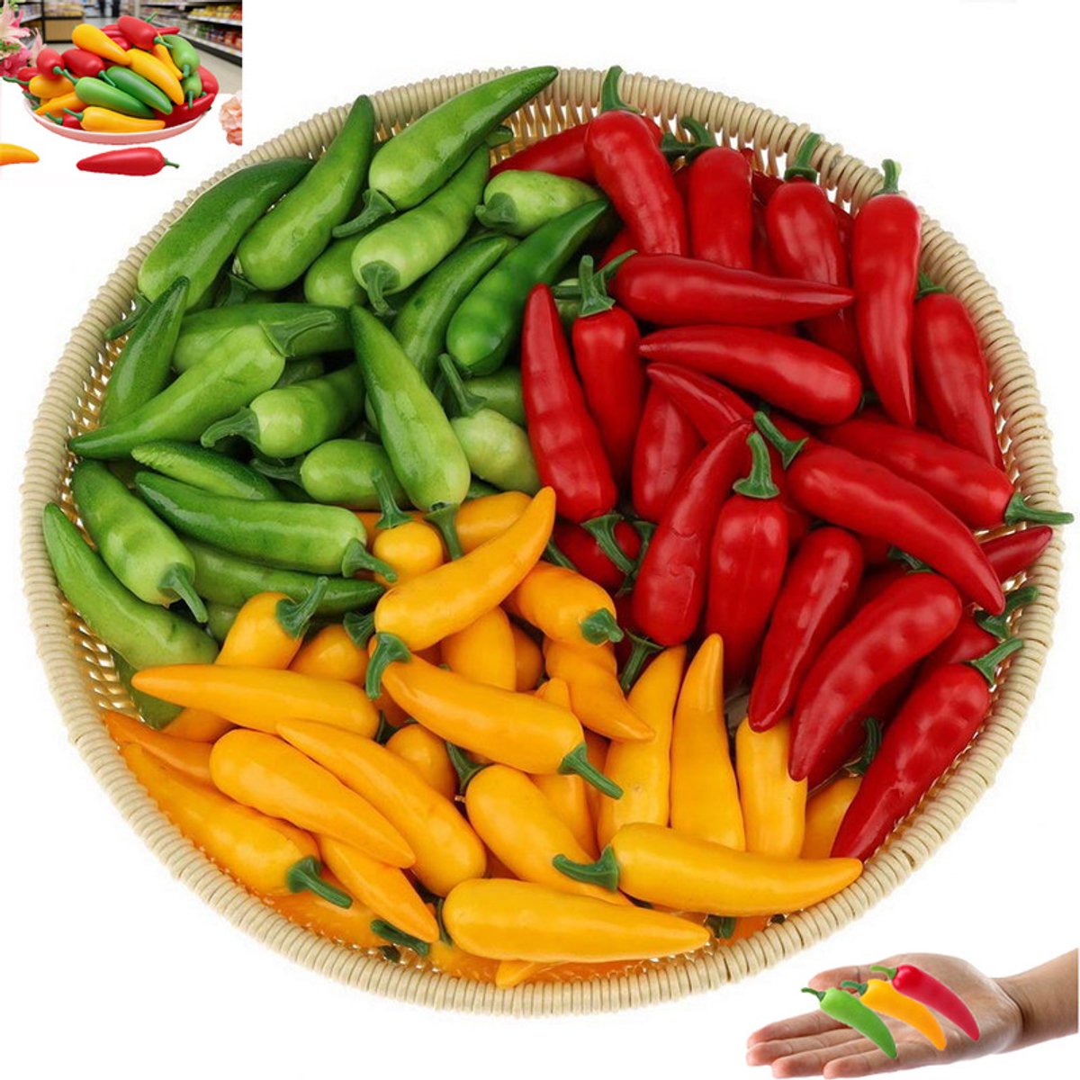 60 stuks - Nep rode en groene paprika's - Simulatie Chili Kunstmatige - Nep chilipeperdeco
