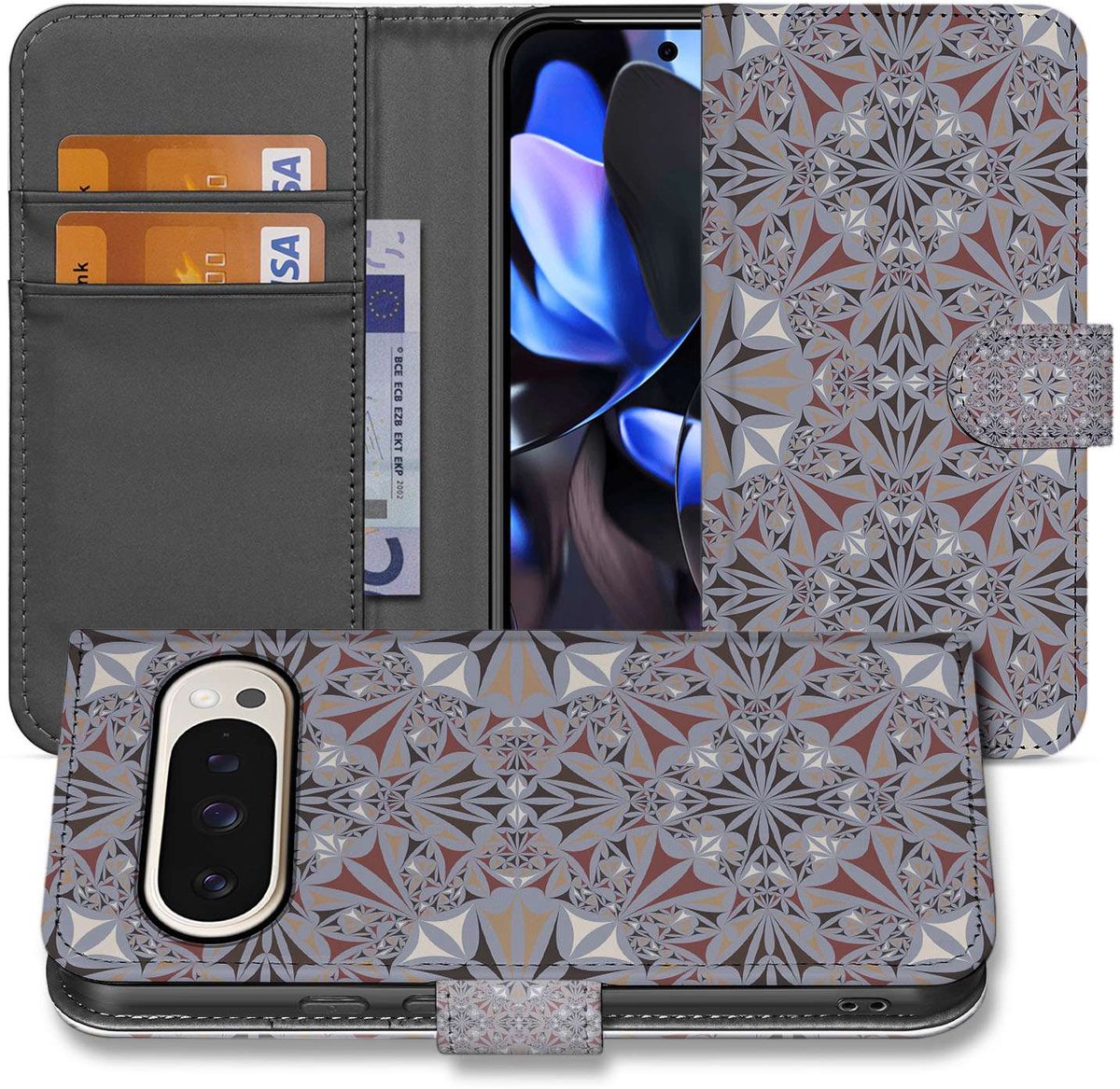 Bookcase Google Pixel 10 Pro XL Bloemenpatroon Cadeau Idee
