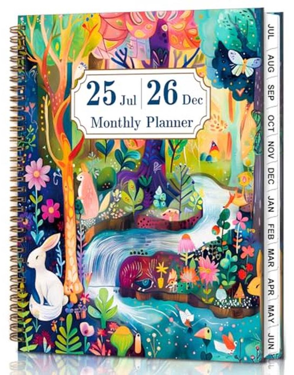 Maandplanner 2025-2026 - Agenda Planner - Thuis Organiseren - 18 Maanden Overzicht - 9 x 11 Inch - Dierlijk bos
