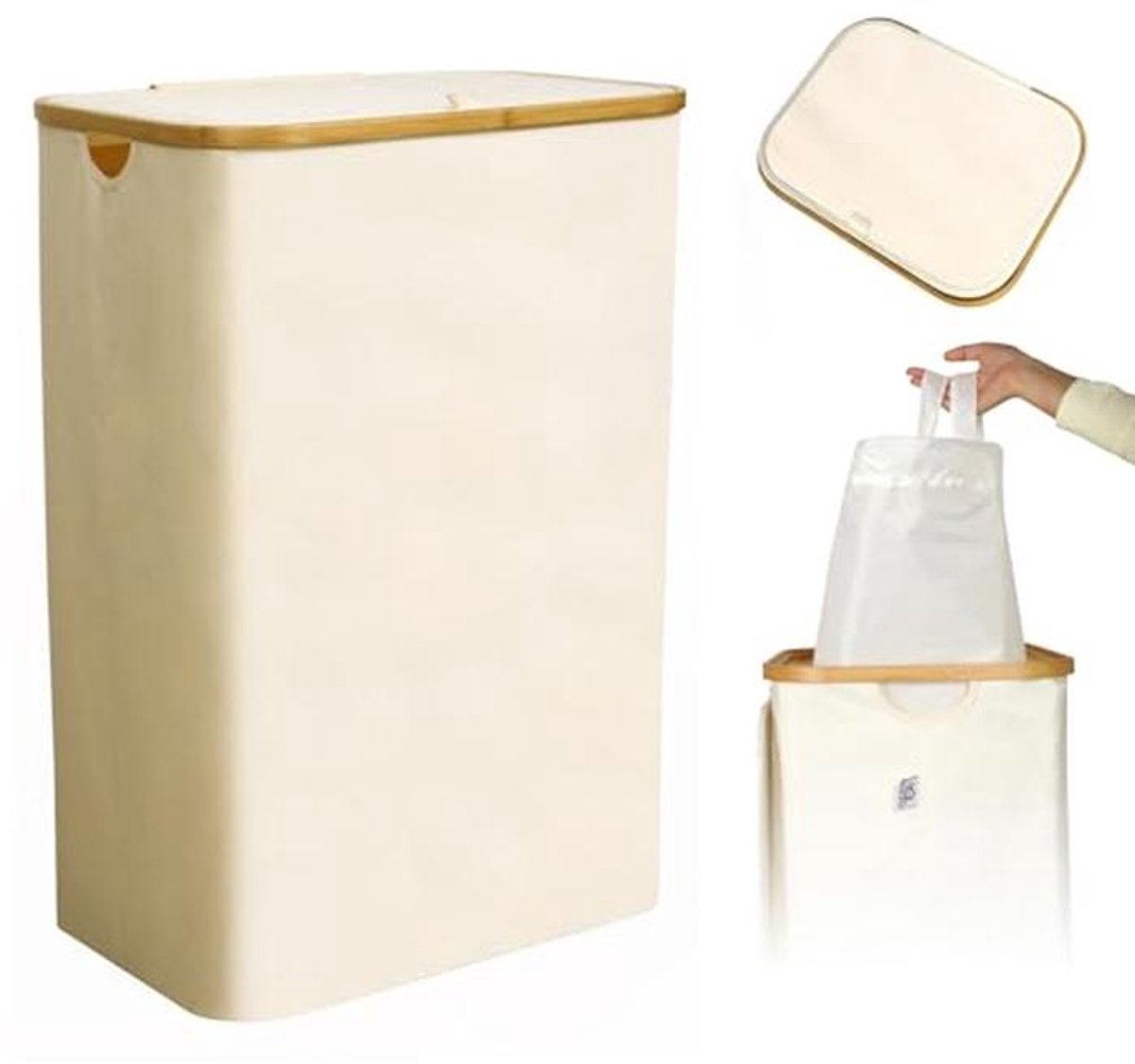 Wasmand met Deksel en Handvat, 100 Liter - Opvouwbare en Ruimtelijke Wasverzamelaar voor Badkamer en Slaapkamer