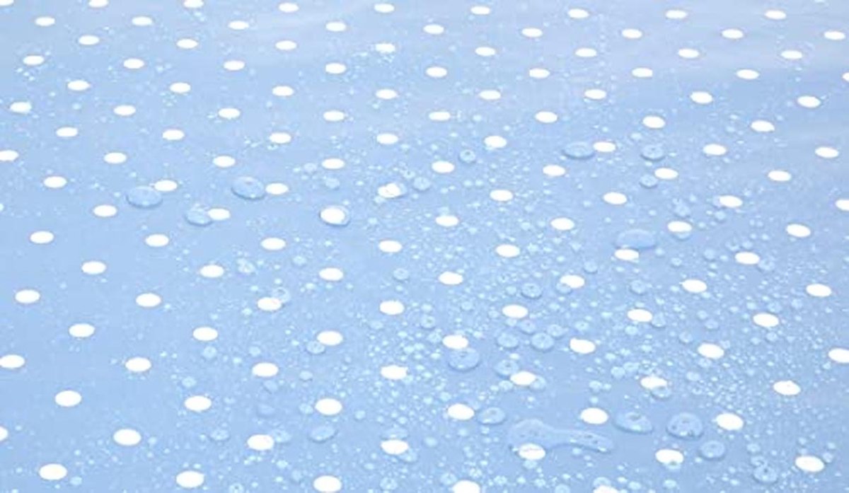 Afwasbaar tafelkleed vierkant 140 x 240 cm met kleine stippen in blauw en grijs