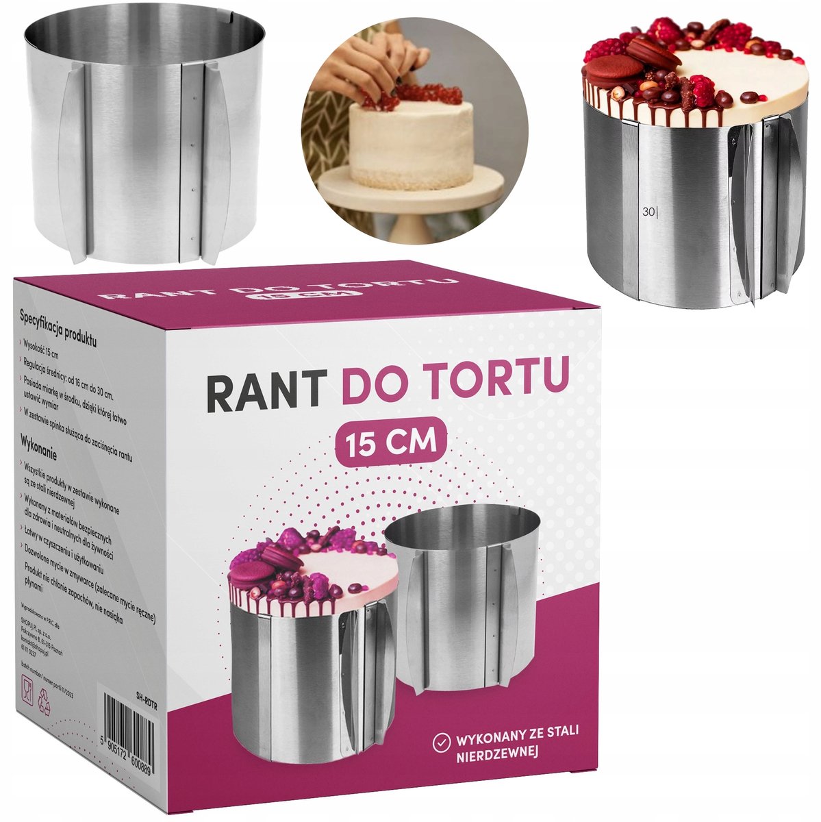 Verstelbare Taartring 16-30 cm RVS - Ronde Bakvorm
